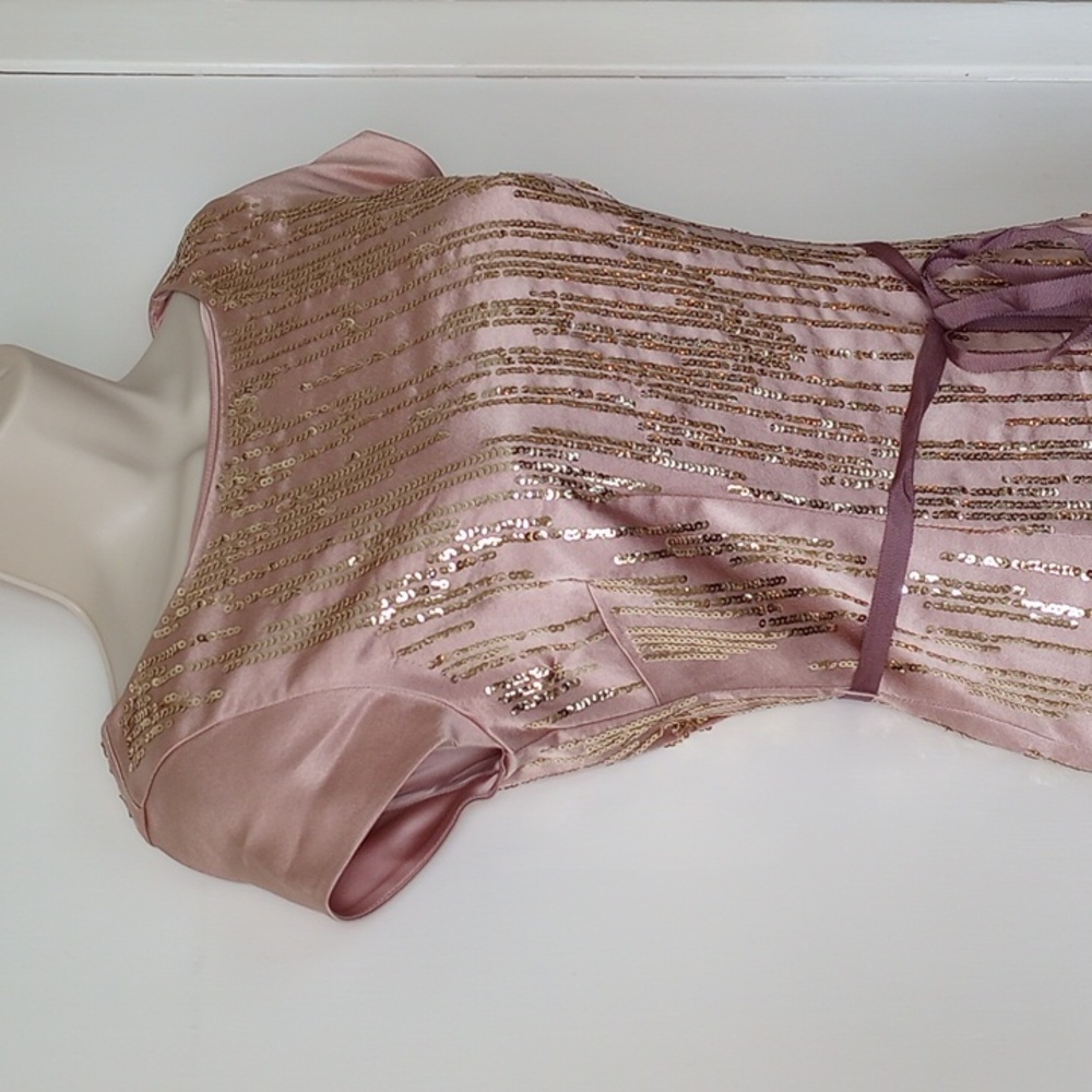 Ava & Aiden Sequin Dress 0 Tea Rose Mauve Gold - Picture 4 of 6